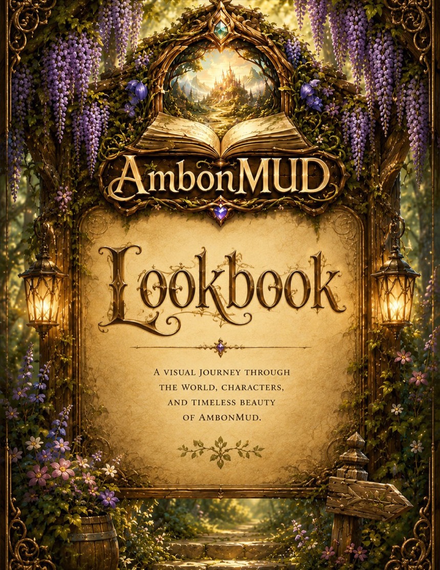 The painted cover of the AmbonMUD lookbook.